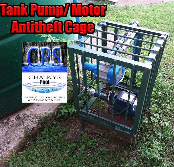 Chalky Pools pump protection anti theft cage for small pump on water tanks Harare Zimbabwe